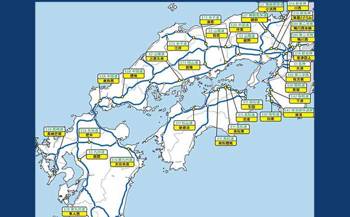 新たにETC専用料金所となる32料金所の位置図。